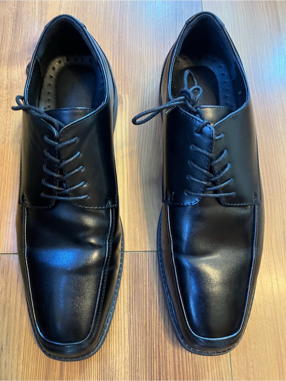 Men's Black Leather Lace-Up Derby Dress Shoes